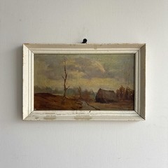 Expressive Landscape Oil Painting „Hanging Frame“ Vintage Small Artwork