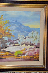 VINTAGE DESERT OIL LANDSCAPE SPRING IN BLOOM CALIFORNIA PLEIN AIR 29″X25″ framed