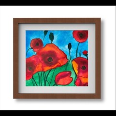 Red Poppy Flower Wall Art Original Watercolor Painting Small Floral Decor 5×8