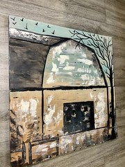 Tree Art, Wood Painting, Nature Painting, Barn, Outdoors Art, Wood Art, Autumn