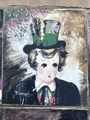 ANTIQUE MID CENTURY PAINTING PORTRAIT BIG EYE CHILDREN LISTED FAMOUS ALEXANDER