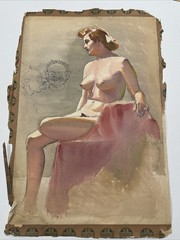 Antique Painting Pretty Woman Women Female Model Mystery Illustration 1930’s LOT