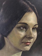 Handcrafted Oil Painting Portrait „Serene Woman“ Traditional French Artwork