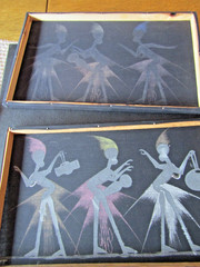 Vintage Folk Art, Belgian Congo, Gouache ? Art, Hand Painted on Fabric, 15×9″
