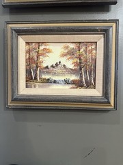 Vintage Signed Pair Of Autumn Oil Paintings on Canvas Framed and Signed