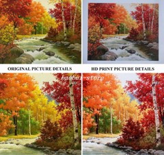 Rainbow landscape and cows Oil painting Giclee Art Printed on canvas L2532