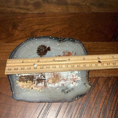 Windmill Farmhouse Scene Hand Painted on Agate Geode Slab by Menle Hatley