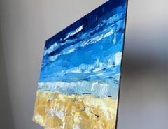 Beach Painting Ocean Original Impasto Oil Painting Beach Wall Art 10×14″ signed