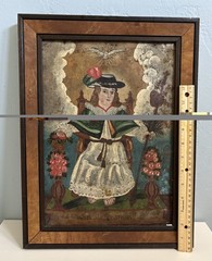 19th Century Retablo Antique Mexican Oil on Tin Painting Holy Child of Atocha