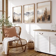 16×24 Inch Unframed Neutral Mountain Wall Art Prints