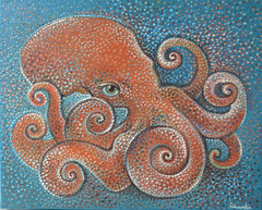 Original oil painting „Octopus“. The painting was created by a Ukrainian artist
