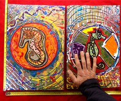 SEAHORSE DIVORCE: 2 Piece Set (Once One) Original Painting Drawing Glenn Shiring