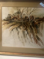 ORIGINAL MCM LORRAINE FIEGE ABSTRACT IMPRESSIONIST LANDSCAPE WATERCOLOR SIGNED