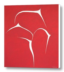Succulent in Red 30×30 Original Abstract Art Acrylic Painting Large Canvas
