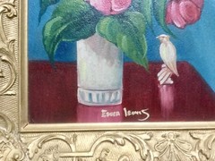 Baltimore Maryland artist Edna Lewis (1891-1982) two vintage floral paintings