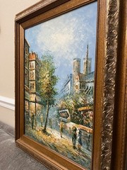 Caroline Burnett 1877-1950 Paris Street Scene Oil Painting Framed Signed 16/12