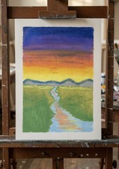 ACEO Art Card Mountain Landscape Original Painting