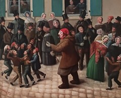 19th Century „Le Jour Du Carnaval“ by Muenier Fils French Realist Oil Painting