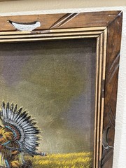 Black Velvet Painting Of Native American Indian Artist Ernesto Sanchez Framed