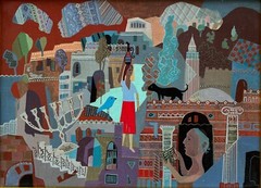 Oil on Canvas by RAFAEL RILA (Israel, 1907-1993) “Water Carrier” Judaica Hebrew