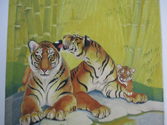 JOEL STOLPER 1930’S PAINTING ANTIQUE ILLUSTRATION ART DECO RARE TIGER CAT WILD