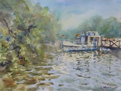 GERRY MILLER Watercolour. „Boat, Templin“. 24 x 32 cm. No frame.