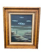 Vtg Mid Century Sign Jack Connelly Surrealist Abstract Male Oil Painting Art