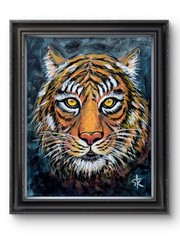 Susan Tolle-Knight Tiger Head 11×14 Original Expressionist Painting