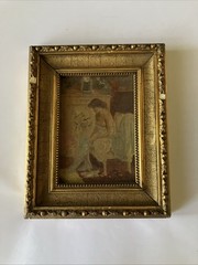 Orig Oil Painting on Board of Boudoir Scene in Gilded AsIs Frame C1899 UnkArtist
