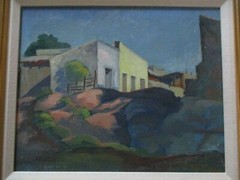 ANTIQUE OIL PAINTING EDITH STAHL REGIONALISM AMERICAN PLEIN AIR INDUSTRIAL 1935