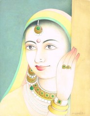 Handmade Woman Painting Of Beautiful Indian Lady Fine Art On Paper 10×13 Inches