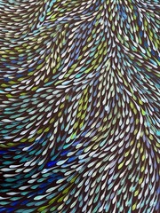 Roseanne Morton Petyar, Authentic Aboriginal Art.Size,90 x 60cm. Medicine Leaf