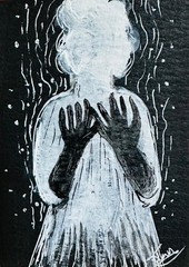 ACEO Original Death Soul Ghost Figure Dark Gothic Acrylic Painting portrait Art