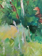 Mountain Summer landscape oil painting Impressionist original 8×10 blues greens