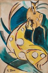Franz Marc Signed German Expressionist Oil Painting on Canvas – Blue Rider Art