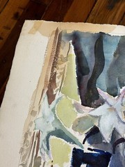 C.1960 Watercolor, Double Sided 30″ x 22.5″ Veritable Papier D’Arches Torchon