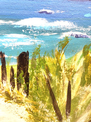 Coastal Beach Path Painting 16×20 Ocean Landscape Seaside Wall Art Original