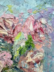 Original Modern Composition, Oil Painting “Flowers”, Impasto Technique, 30.0×24.0 cm.
