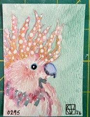ACEO Painting by M. Hackney Parrot Watercolor & Ink, Signed 2.5×3.5″ Original