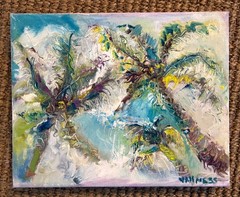 Palm Trees, Original Oil Painting, Beach Home Decor, Coastal Art