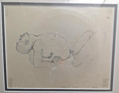 Study of Dancer Framed Pencil Sketch Drawing Signed GJSLAK Male Man Boy Figure