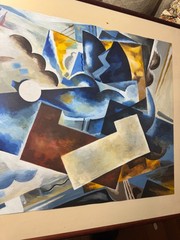 Large 1992 „An Abstract Composition“ Mixed Media Painting – Signed And Framed