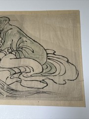 ANTIQUE DRAWING PAINTING JAPANESE MASTERFUL UNSIGNED POSSIBLY KUNIYOSHI WOMAN