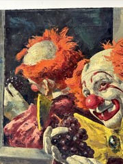 Famous Clown Painting By Veres Mid Century Portrait Circus MARGO CLARK VINTAGE