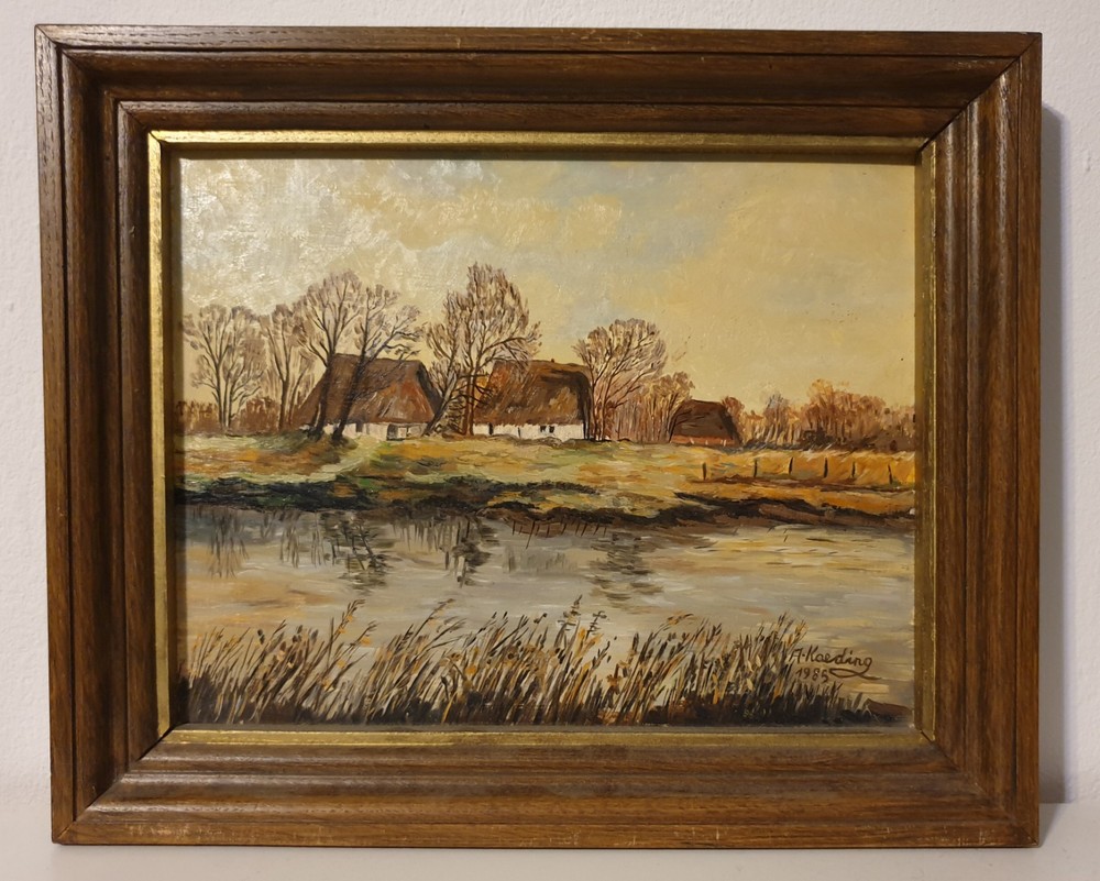 Original Oil Painting Landscape 1985 Signed By A. Kaeding 31x37cm Vintage