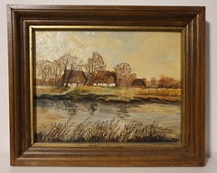 Original Oil Painting Landscape 1985 Signed By A. Kaeding 31x37cm Vintage