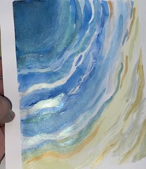 Aerial Coastline, 4 Of Set Of 6, Standard/Metallic Watercolors, Signed, COA.