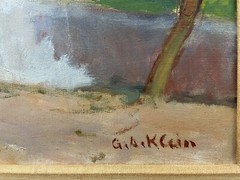 Georges Andre Klein (French 1901-1992) Portuguese Village with Church O/C Signed