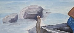 No: 1237 Oil Painting Artwork with Frame Maritime Landscape Sea People Boat