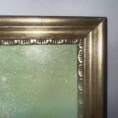 Winter Scene Oil Painting Nature Sea snow Cottage Artist Signature Ornate frame
